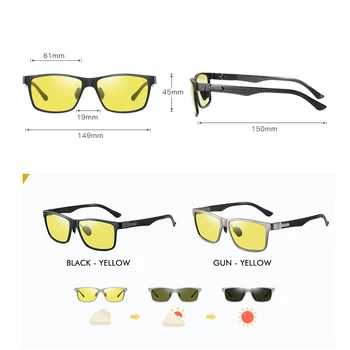 Top fibra de Carbon Pătrat de Conducere Fotocromatică Polarizat ochelari de Soare Barbati Zi de Noapte Viziune Ochelari de protecție ochelari de Soare gafas de sol hombre