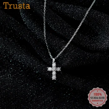 Trustdavis Real Argint 925 Moda Cross Orbitor CZ Pandantiv Clavicula Colier Pentru Femei, Cadou, Fată, Doamnă Bijuterii DA1967
