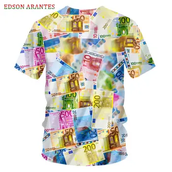 De lux Bărbați Femei 3d EUR Completă de imprimare T-shirt Colorat Amuzant monede Maneci Scurte Tee Shirt Moda Unisex Streetwear Topuri Teuri 7XL