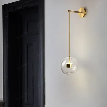 Modernă cu Led-uri Lumina de Perete de Sticlă Nordic Lampă de Perete Aur Tranșee pentru Casa Interior Dormitor Noptieră Living Industriale Corpuri de iluminat