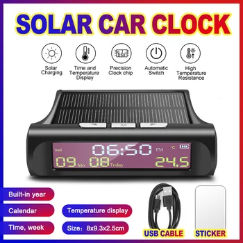 Masina USB de Încărcare Solară Inteligent Ceas Digital, Calendar, Timp, Temperatură LED Display Auto Interioare Accesorii Auto Start de Pe