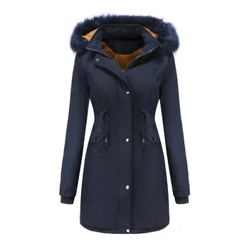 Femei Sacou Cald Haina Uza Blana Căptușite Șanț de Iarna cu Gluga Palton Mare Guler de Blană 2020 Nouă Femei Jacheta Куртка