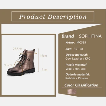 SOPHITINA Moda Design Special Cizme Noi de Înaltă Calitate din Piele cu Fermoar Pătrat Confortabil Pantofi cu Toc Glezna Cizme MC395