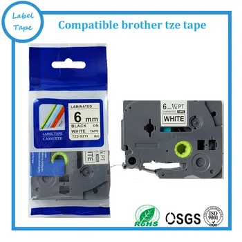Brother TZe bandă adezivă puternică 6mm tze-s211 tze s211 tz-s211 tz s211 negru pe alb tz etichetă casetă pentru p-touch imprimanta