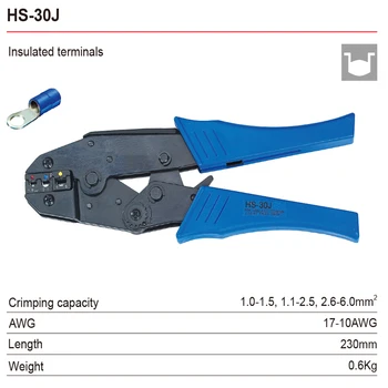 HS-30J de cablu de sârmă crimper General de uz Casnic Set de scule de Mana tub de metal izolare terminale electrice maxilarului kit clemă de fișiere de instrumente