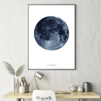 Pământ Luna Cuadros Nordic Poster de Perete de Arta Canvas Tablou Abstract Imagini Alb Negru pentru Decor Cameră de zi Postere si Printuri