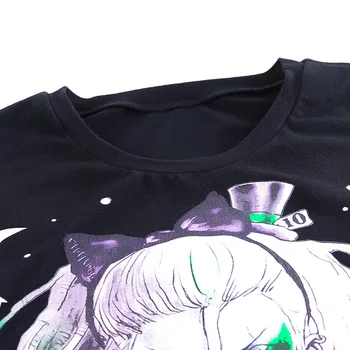 Gothblack Harajuku Liber Dark T-shirt Gotic Femei O-Gat Maneci Scurte de Imprimare Topuri Lungi de sex Feminin Streetwear Vara Topuri Casual
