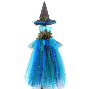 Păun Fete Costum De Halloween Rochie Pentru Bal Mascat Purim Fantezie Rochie De Bal Copilul Rochii De Partid Vestidos Disfraz Costume Cosplay