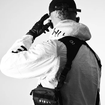 Reglabil Negru Vesta Hip Hop Streetwear Funcționale Tactice Ham Piept Rig Kanye West Pachet de Talie Piept Sac de Moda Nailon