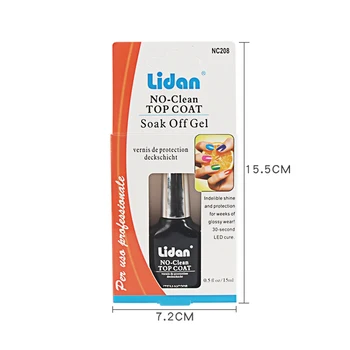 Lidan High Gloss Top Coat cu Nici o Ștergeți pentru Gel de Unghii UV, LED, Soak Off Top Coat de Lungă Durată și Finisaj Lucios Manichiura cu Gel
