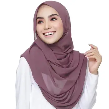 Femei Simplu Balon de Sifon Hijab folie Eșarfă culoare solidă văl musulman georgette moale eșarfe șal lung hijabs 78 de culoare