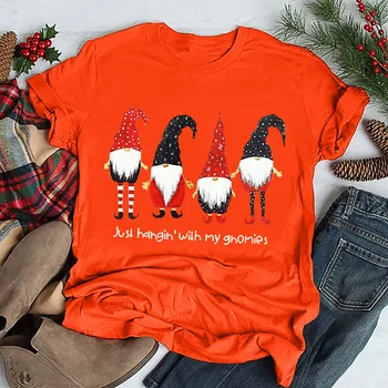 Doar Hahgin Cu Gnomies Scrisoare de Imprimare de Crăciun Femei tricou Drăguț Moș Crăciun Grafic T-shirt Harajuku Epocă Xmas Tricou