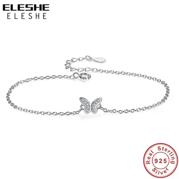 ELESHE Fermecător Fluture Bratari Argint 925 Cubic Zirconia Link-ul Lanț Brățară Pentru Femei de sex Feminin Bijuterii de Nunta