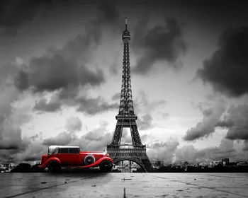 Transport gratuit Fotografie Tapet Paris Turnul Eiffel Negru și Alb Mașină de Perete Personalizate 3D Camera de zi Murală Hotel Decor Tapet