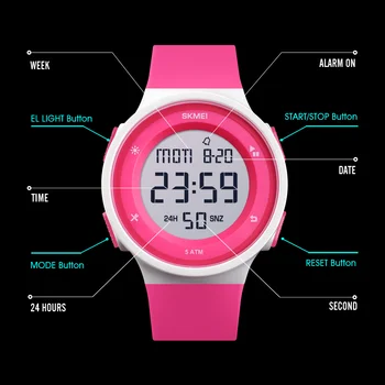 Ceas SKMEI Femei de Sport în aer liber Ceasuri de Moda Doamnelor Impermeabil Electronic Digital cu LED-uri Ceasuri Pentru Om Femei Ceas de mână