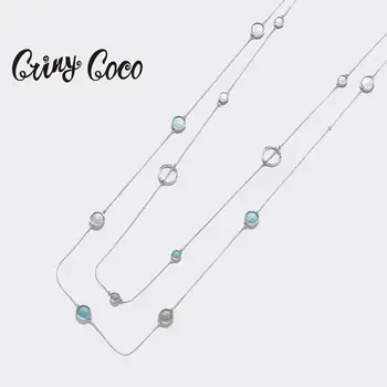 Cring Coco 2020 Geometrică Cerc Lanț Multistrat Coliere pentru Femei la Modă Colorate Email Aliaj Pulover Lung lanț Colier