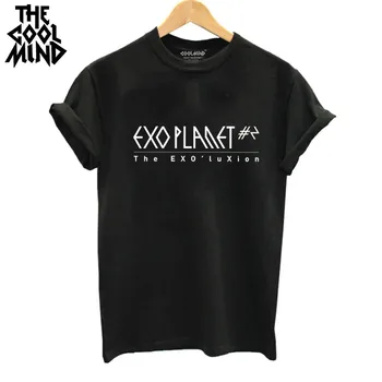 COOLMIND EX0101B bumbac vrac rece EXO imprimare femei tricou casual cu maneci scurte Tricou femei de vară pierde T-shirt femei