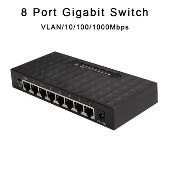 8Port Switch Gigabit 10/100/1000Mbps VLAN Hub Ethernet RJ45 Desktop Rețea LAN Switch Full duplex Jumătate Schimb