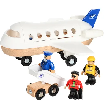 EDWONE --Un Set de Avion Avion de Marfă din Lemn de Cale Ferată de Tren Slot de cale Ferată Accesorii Originale Jucării, Cadouri Pentru Copii
