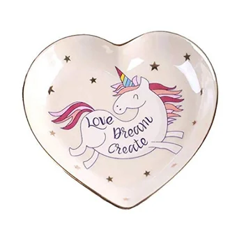 Ceramica de Desene animate Unicornul de Inima în formă de boluri de înghețată plăci de Decor Meserii Gustare bomboane tava de stocare Bijuterii antena Gustare fel de mâncare