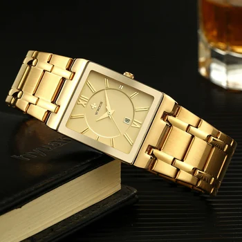 WWOOR Bărbați Ceasuri 2021 Lux de Aur Cuarț Ceas Pentru Bărbați Creative Pătrat din Oțel rezistent la apă Ceas Barbati Ceas Relogio Masculino