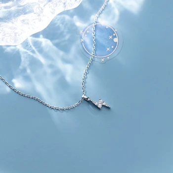 Colusiwei Autentic Argint 925 Strălucitoare CZ Mini Lightning Pandantiv Colier pentru Femei Lanț de Link-ul de Bijuterii Fine Cadou