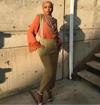 5 Culori Abaya Musulman Fusta Femei Suspensor Fusta Maxi Creion Orientul Mijlociu Bodycon Rochii Talie Mare Linie Dreaptă Fusta Lunga Islamic Noi