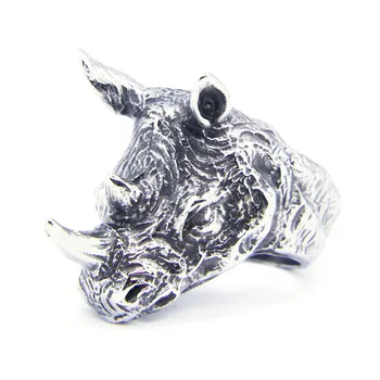 Rece Rhino Cap 316L din Oțel Inoxidabil de Aur de Moda Rhino Inel Rău Fundul Mens Moda Bijuterii Inel de Animale