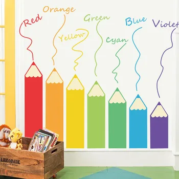 1 BUC Desene animate Creion de Culoare de Perete Autocolant Roșu Galben Pentru Camera Copii Camera de zi de Grădiniță Cameră de Joacă de Artă Murală ușă Decor 40*60cm