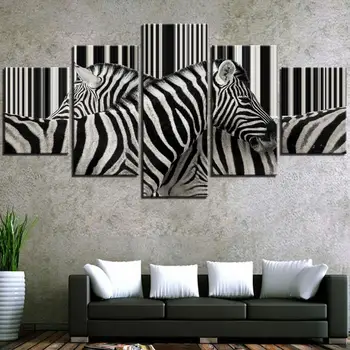 5 Piese Zebra Canvas Postere Animal Pictura Imagini Alb-Negru Pentru Acasă Camera Modern Decor Unic Tapet Cal opera de Arta