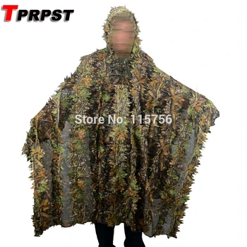 TPRPST Camuflaj 3D Frunze mantie Yowie Ghillie Respirabil Deschide Poncho Tip Camuflaj Birdwatching Poncho Sniper Costum