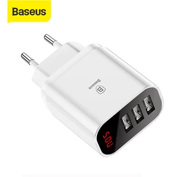 Baseus LED Digital 3 Porturi USB Încărcător UE Plug Telefon Mobil Rapid de Încărcare Încărcător de Perete 3.4 Max pentru iPhone X 8 7 Samsung S9 S8