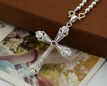 2018 New Sosire Elegant Cruce De Argint Coliere Pandantiv Pentru Femei Fierbinte De Vânzări Cu Discount De Bijuterii
