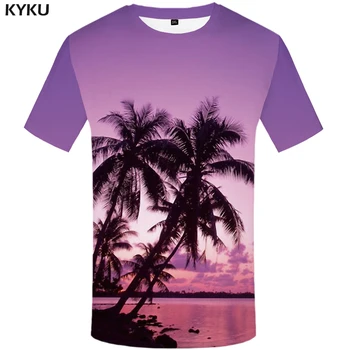 KYKU copac de nucă de cocos tricou Barbati Imprimat Tricou Amuzant tricouri 3d Tricou Violet Hip hop tricou Harajuku Haine pentru Barbati cu Maneci Scurte