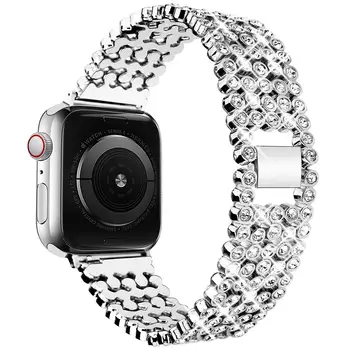Bling Diamant trupa Pentru Apple Watch 38mm 42mm 40mm 44mm bratara iWatch benzi de Serie SE 6 5 4 3 2 curea din Otel Inoxidabil Femei