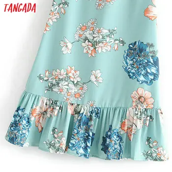 Tangada femei florale rochie dulce stil plajă maneci scurte elegante, feminine plisata mini rochii vestidos AH53