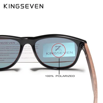 KINGSEVEN lucrate Manual din lemn de Nuc ochelari de Soare Barbati din Lemn Ochelari Femei Polarizati Oglinda Vintage Design Pătrat Oculos de sol
