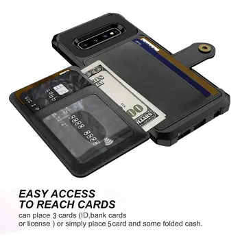 Sloturi pentru carduri Magnetice PU Piele Caz Pentru Samsung S9 Plus S9 S10 Plus S10 S10E Nota 9 la Șocuri Butonul Portofel Cazuri Capacul din Spate