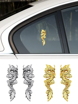 1 Pereche 3D Metal Chrome Dragon Chinezesc Personaj Emblema, Insigna Decal Autocolante Auto pentru BMW, Benz, VW, Ford Styling Auto