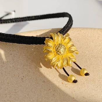 MADALENA SARARA Aur Pur 24k Femei frumoase Bijuterii Design Rafinat de Floarea-soarelui Stil Lanț Colier