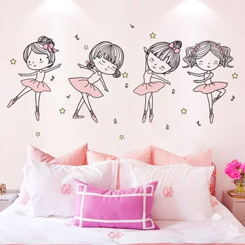 [shijuekongjian] Fata de Dansatori Autocolant Perete DIY Desene animate Castele de Nori Murală Decalcomanii pentru Copii Camera Copilului Dormitor Decorare Casa