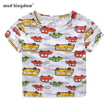 Mudkingdom Băieți Fete T-Shirt cu Maneci Scurte cu masini de Desene animate Model Topuri pentru Copii