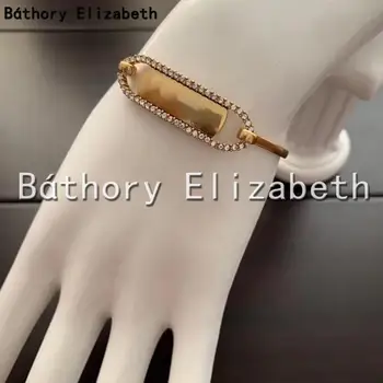 Báthory · Elizabeth Moda Scrisoare Bratara de sex Feminin Stil Retro Dreptunghiulară Brățară Brățară Simplu Clasic brățară pentru femei