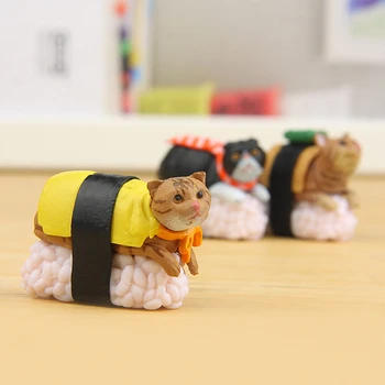 5pcs/mulțime de Drăguț Pisica Sushi din PVC Figura Jucărie Miau Mascota Mini Figurine Decor Acasă DIY Pisici Meserii de Colectie Model de Păpuși LTT9432