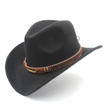 Femei Bărbați Woo Gol Vest Pălărie de Cowboy pentru Iarna Toamna de Moda Curea Marimea 56-58CM Fermiera Jazz Toca Sombrero Capac