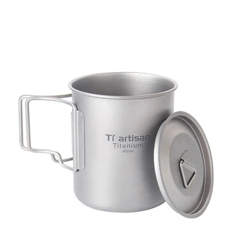450ml Cana de Titan Cafea Ceașcă de Ceai în aer liber cu Apă Potabilă Ceașcă Ultralight Halbă de Călătorie numai 92g cu Plasă Pungă Ta8307
