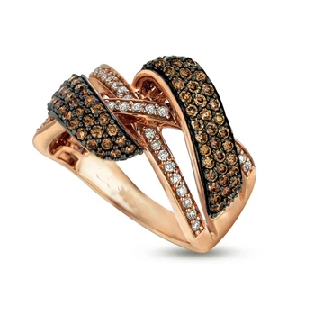 Moda bijuterii aur a crescut de culoare de cafea clar cz maro micro pave multi wrap en-gros ieftine de înaltă calitate femei fata deget inel