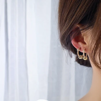 Coreeană de moda fierbinte bijuterii de 14K real cupru placat cu aur incrustate cu zircon CZ mici hoop cercei elegant rotund simplu femei cercei