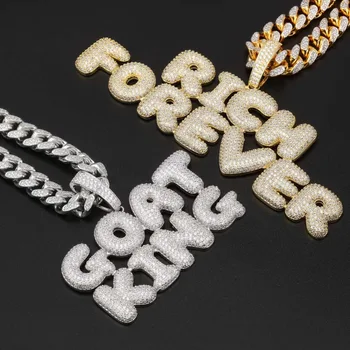 Noua Moda Nume Personalizat cu Gheata Bubble Scrisori în Lanț Pandantive Coliere Barbati Farmece Zircon Bijuterii Hip Hop cu Lanț Tenis