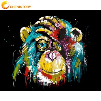 CHENISTORY DIY Încadrată Pictură în Ulei De Numere Realizate manual Coloful Maimuță Imagine Animal De Numărul de Bricolaj Încadrată Pe Panza Artizanat